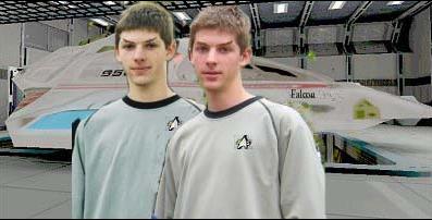 16-yr old Ronov & Rohan in the Eagle shuttle bay